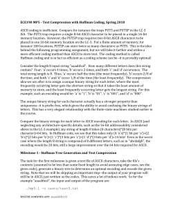 ECE190 MP5 - Text Compression with Huffman Coding, Spring