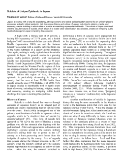 Suicide: A Unique Epidemic In Japan