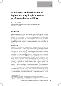 3 Public trust and institutions of higher learning: implications for