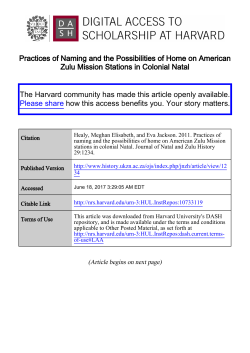 Journal of Natal and Zulu History - Digital Access to Scholarship at