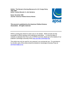 The Review`s Evolving Relevance for U.S. Foreign Policy 1906&ndash;2006