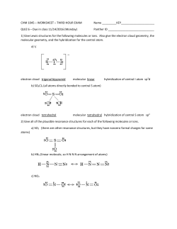 CHM 1045 &ndash; WORKSHEET &ndash; THIRD HOUR EXAM