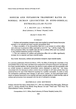 Sodium and Potassium Transport Rates in Normal