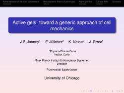 Active gels - Diffusion des savoirs