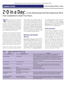 2-D in a Day: A Two-Dimensional Gel Electrophoresis Work Flow