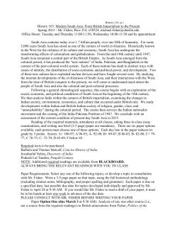 History 163: Modern South Asia: From British Imperialism to the