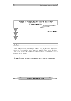 Person to Person: Relationship in the Poetry of - Synergy