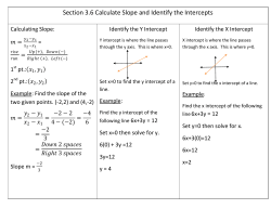 Section 3.6 Calculate Slope and Identify the Intercepts