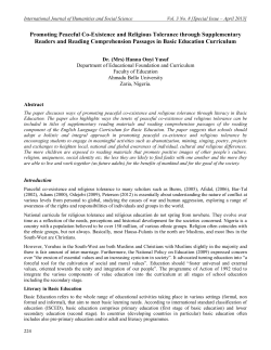 Promoting Peaceful Co-Existence and Religious Tolerance through