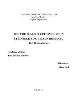 THE CRITICAL RECEPTION OF JOHN STEINBECK`S NOVELS IN