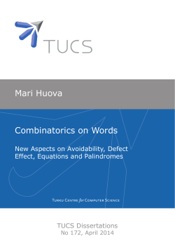 Mari Huova Combinatorics on Words