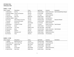 Order Program Song Name Group Age/Grade Instructor Assistant(s