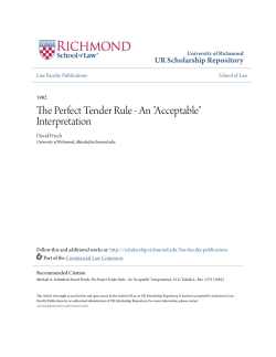 The Perfect Tender Rule - An "Acceptable