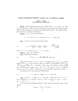 CERTAIN CONGRUENCE PROPERTIES (MODULO 100) OF