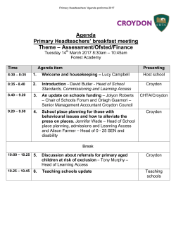 Agenda Primary Headteachers` breakfast meeting Theme