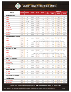 tabasco&reg; brand product specifications