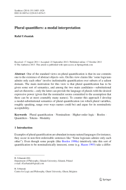 Plural quantifiers: a modal interpretation | SpringerLink