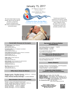 January 15, 2017 - St. Mary of the Valley