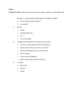 Outline Title/topic for PSA: Helping low