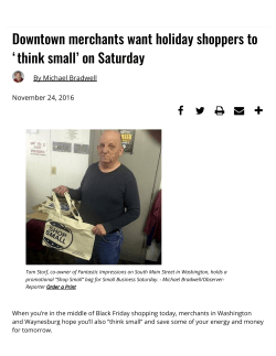 Downtown merchants want holiday shoppers to `think small` on