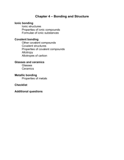 Chapter 4 &ndash; Bonding and Structure
