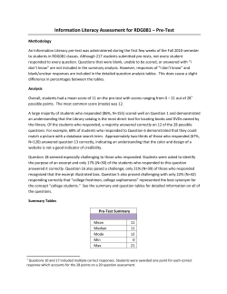 Information Literacy Assessment for RDG081 &ndash; Pre-Test