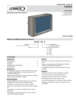 INDOOR COILS Horizontal ENGINEERING DATA 1.5 to 5 Tons CH