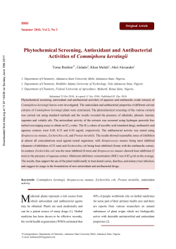 Phytochemical Screening, Antioxidant and Antibacterial Activities of