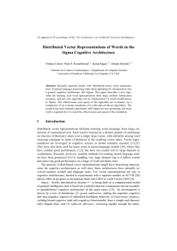 Distributed Vector Representations of Words in the Sigma Cognitive