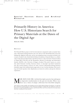 Primarily History in America: How U.S. Historians Search for Primary