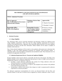 Admission Procedure - myOTR