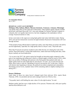 January 2017 Land Values Regional Reports