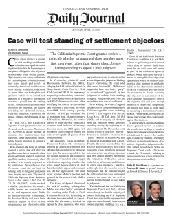 Case will test standing of settlement objectors