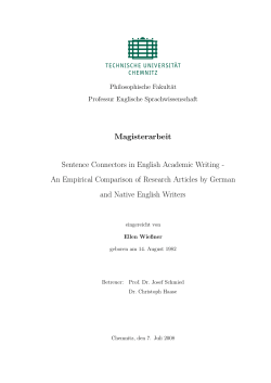 Sentence Connectors in English Academic Writing
