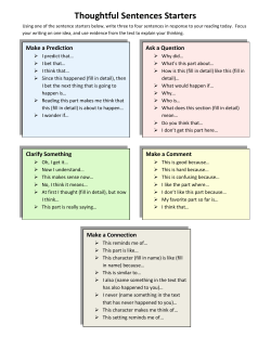 Thoughtful Sentences Starters
