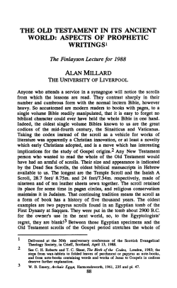 the old testament in its ancient world: aspects of prophetic writings1