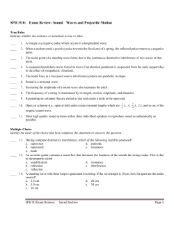 SPH 3U0: Exam Review: Sound Waves and Projectile Motion