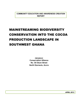 MAINSTREAMING BIODIVERSITY CONSERVATION INTO THE