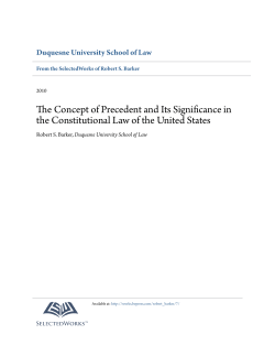 The Concept of Precedent and Its Significance in