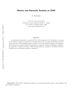 Metrics and Harmonic Analysis on DNA
