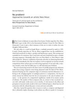 No problem! Approaches towards an artistic New Music