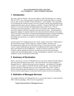 2 Summary of Declaration 3 Definition of Managed Services
