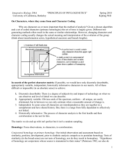 Character coding - Integrative Biology