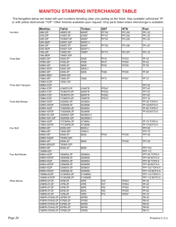 STaMPING INTERCHaNGE TaBLE