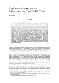 Regulatory Property and the Jurisprudence of - Trin