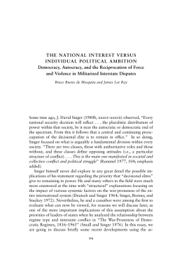 The National Interest Versus Individual Political Ambition