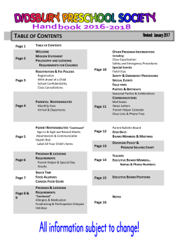 Table of Contents - Didsbury Preschool