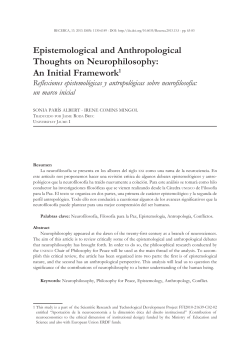 Epistemological and Anthropological Thoughts on Neurophilosophy