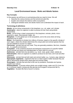 Local Environment Issues: Biotic and Abiotic factors