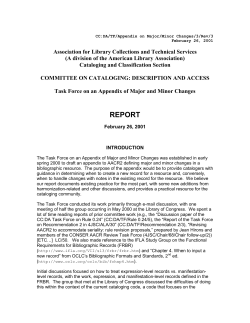 Draft Appendix on Major/Minor Changes